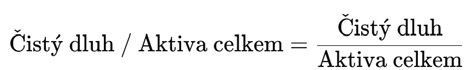 výpočet - podíl čistého dluhu na aktivech -výroční zpráva dle IFRS