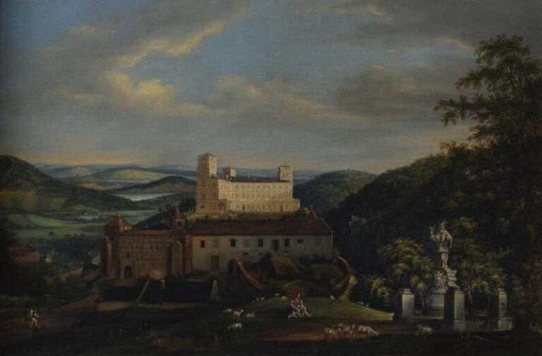 Pohled na račický zámek po první přestavbě v roce 1846.