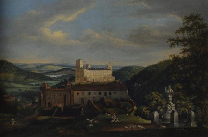 Pohled na račický zámek po první přestavbě v roce 1846.