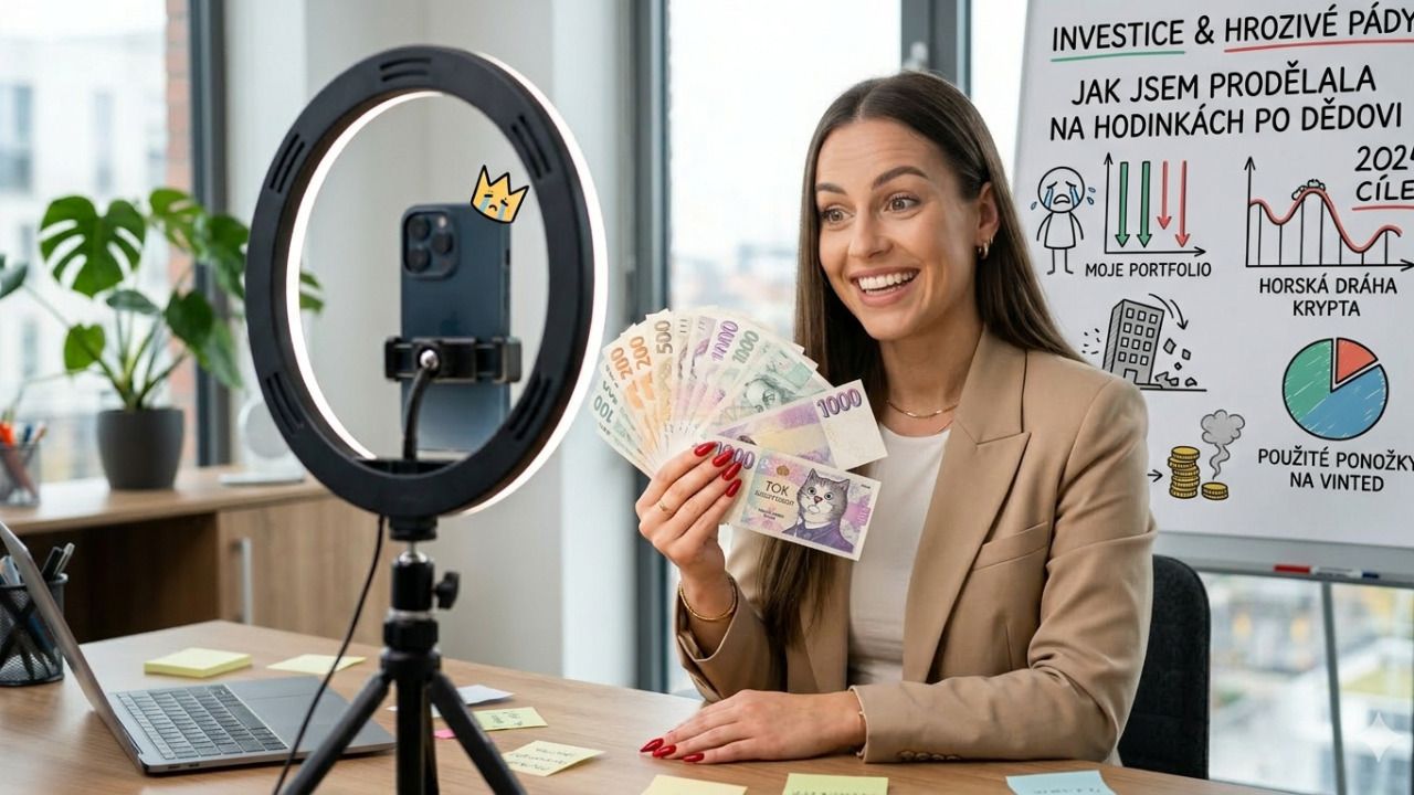 Influencerka natáčí video o investování