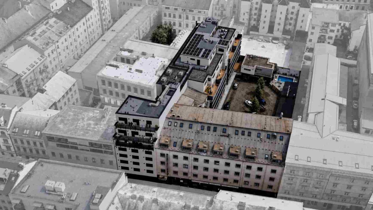 EFI Palace komplex přístavba BW - severní pohled
