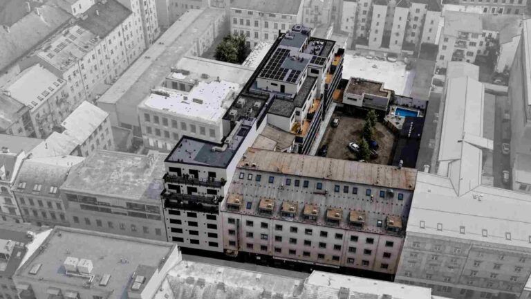 EFI Palace komplex přístavba BW - severní pohled