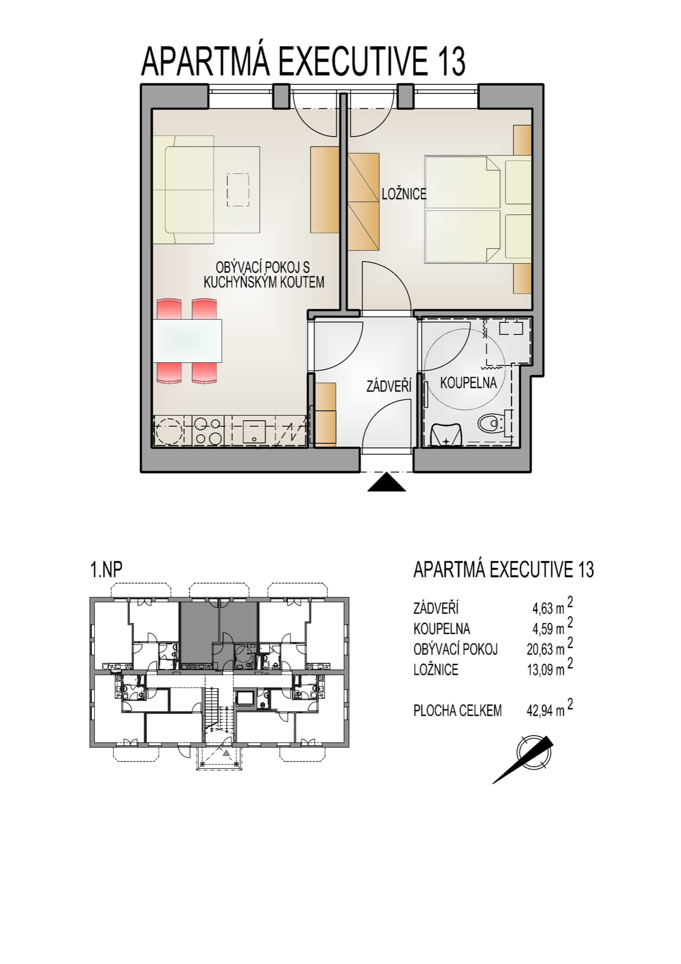 Půdorys apartmánu č. 13
