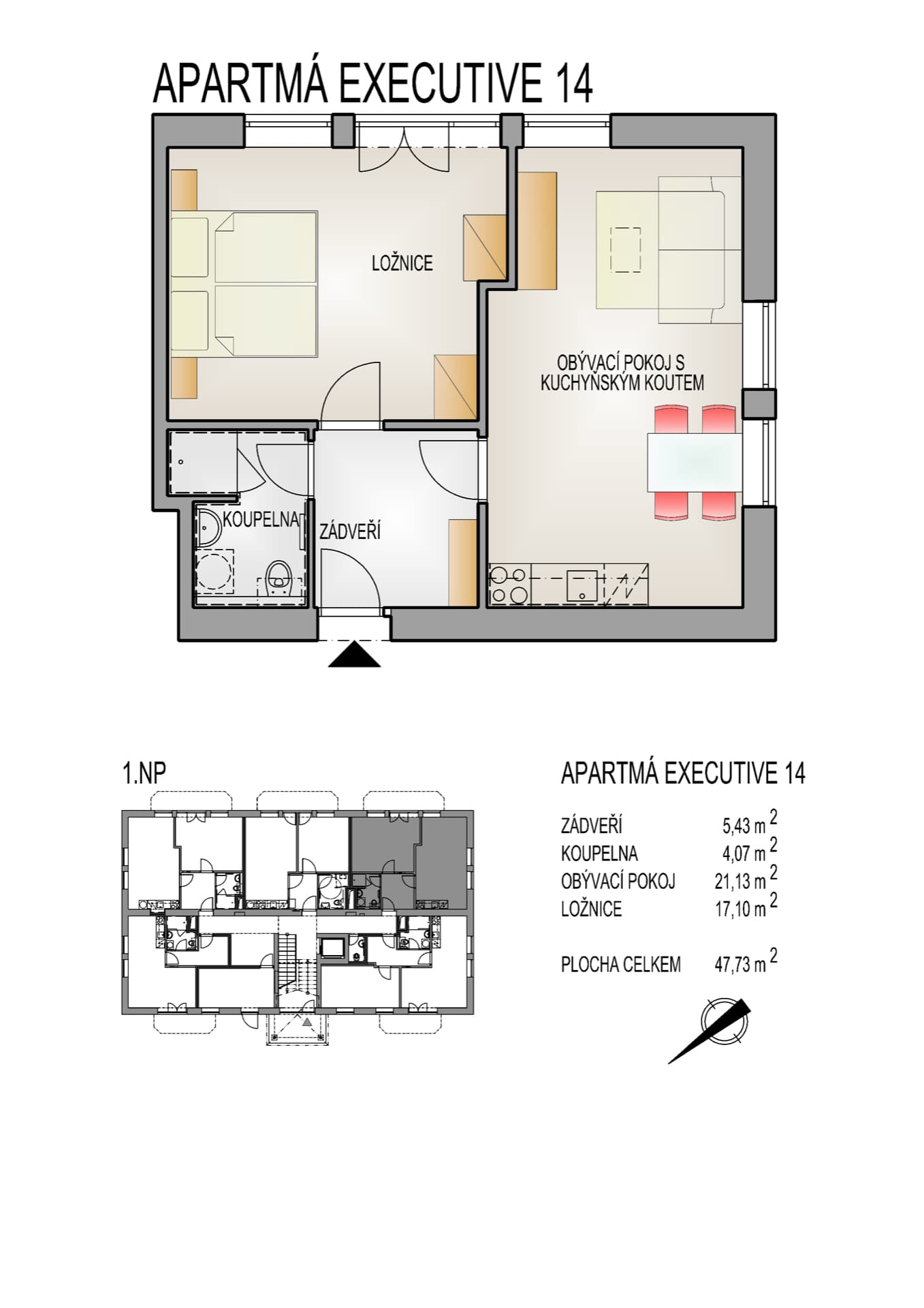 Půdorys apartmánu č. 14