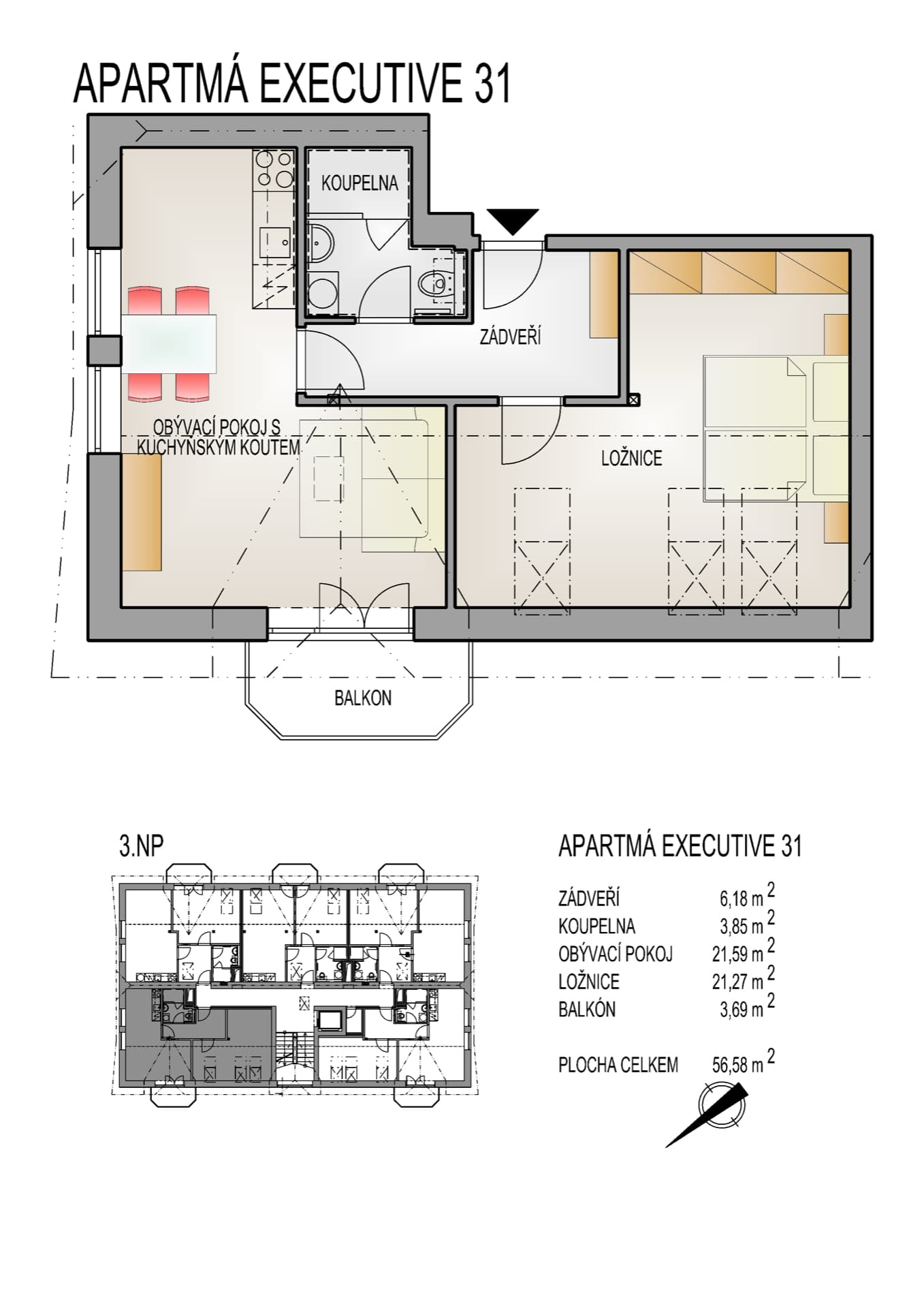 Půdorys apartmánu č. 31