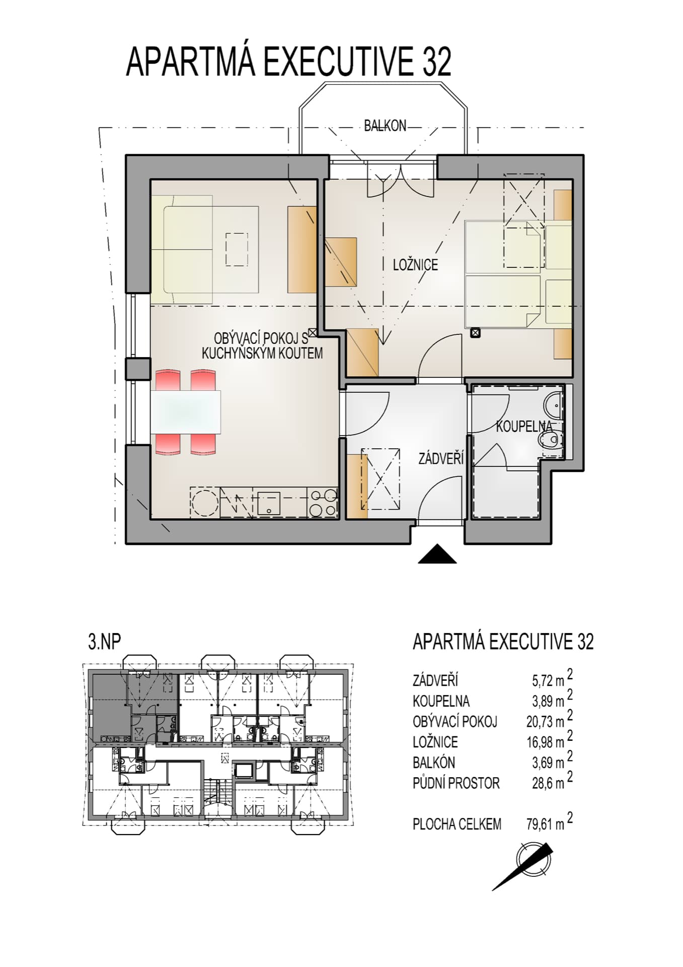 Půdorys apartmánu č. 32
