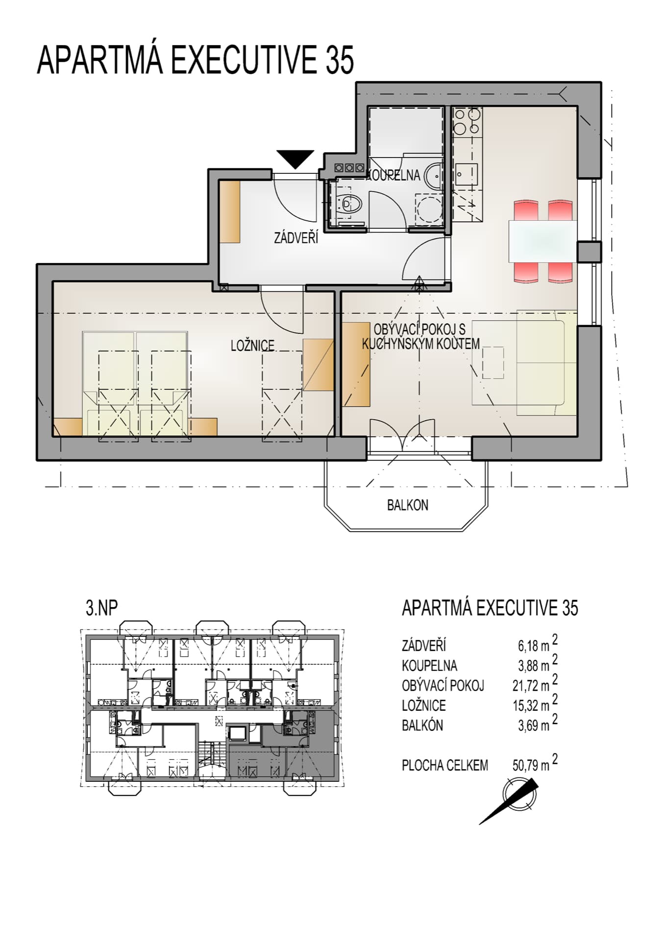 Půdorys apartmánu č. 35