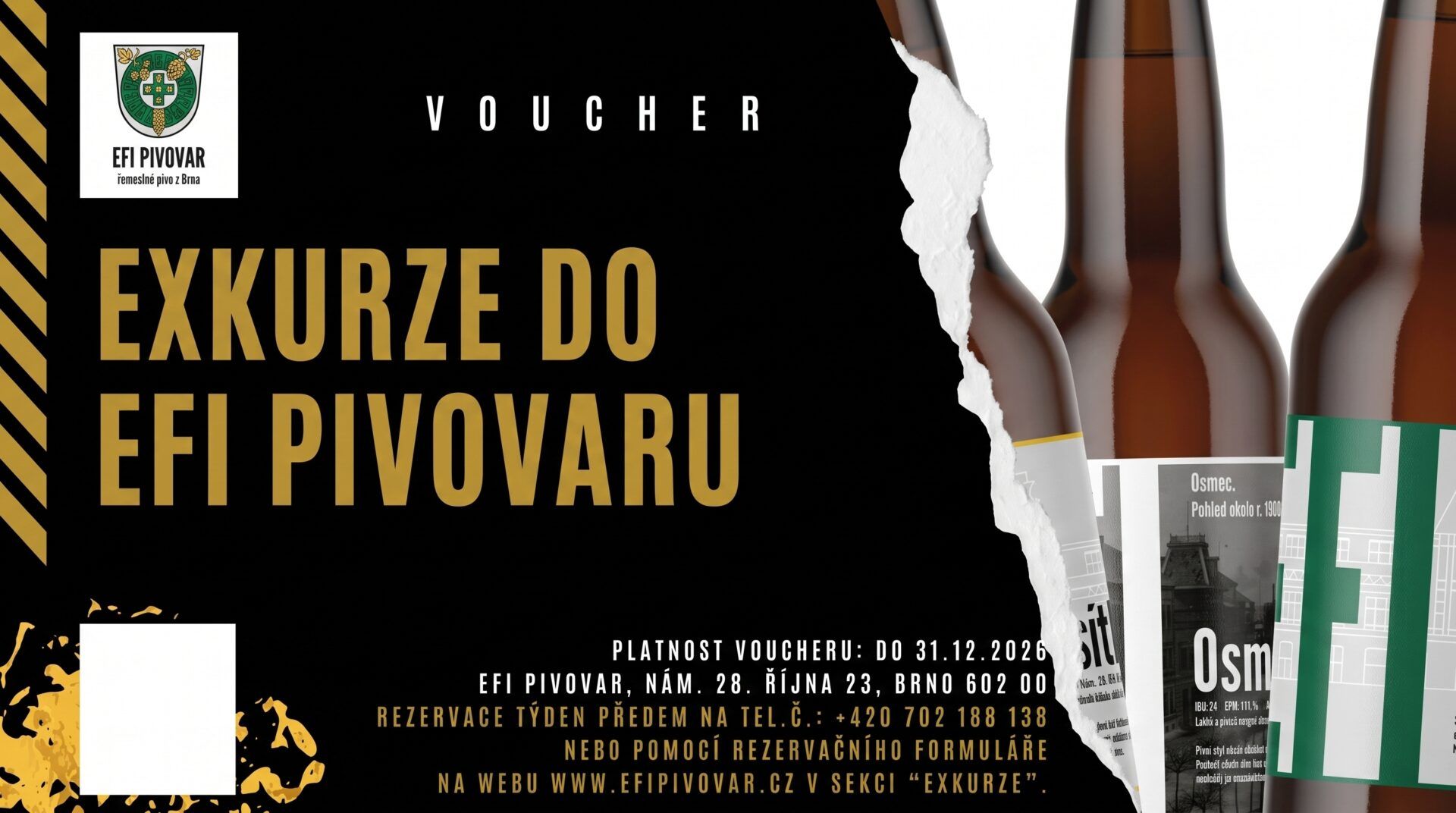 Voucher na exkurzi do EFI Pivovaru s degustací piva