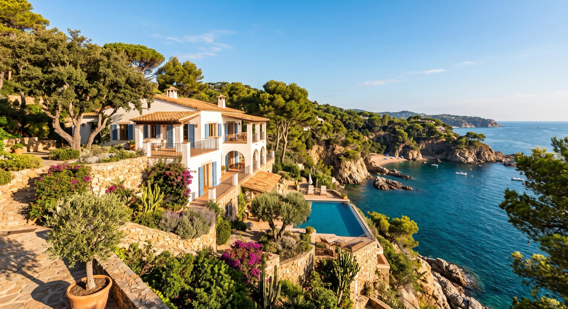 Vila s bazénem nad zátokou na Costa Brava