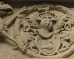 Alianční znak Bernarda Petřvaldského z Petřvaldu a jeho
ženy z rodu ze Zástřizl. Alianční znak Bernarda Petřvaldského