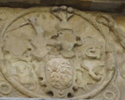 Alianční znak Hanuše Petřvaldského z Petřvaldu a jeho ženy
Josefy Žabky z Limperka. Alianční znak Hanuše Petřvaldského