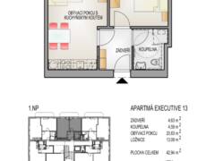 Prodej horského apartmánu 2+kk, 43,90 m², terasa a parkování, Horní Lipová