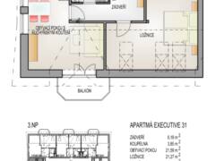 Prodej horského apartmánu 2+kk, 54,09 m2, balkon a parkování, Horní Lipová